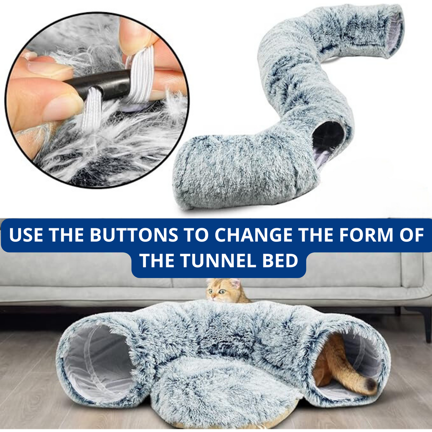 Fauven™ Foldable Cat Tunnel Bed - Bed & Playground in One