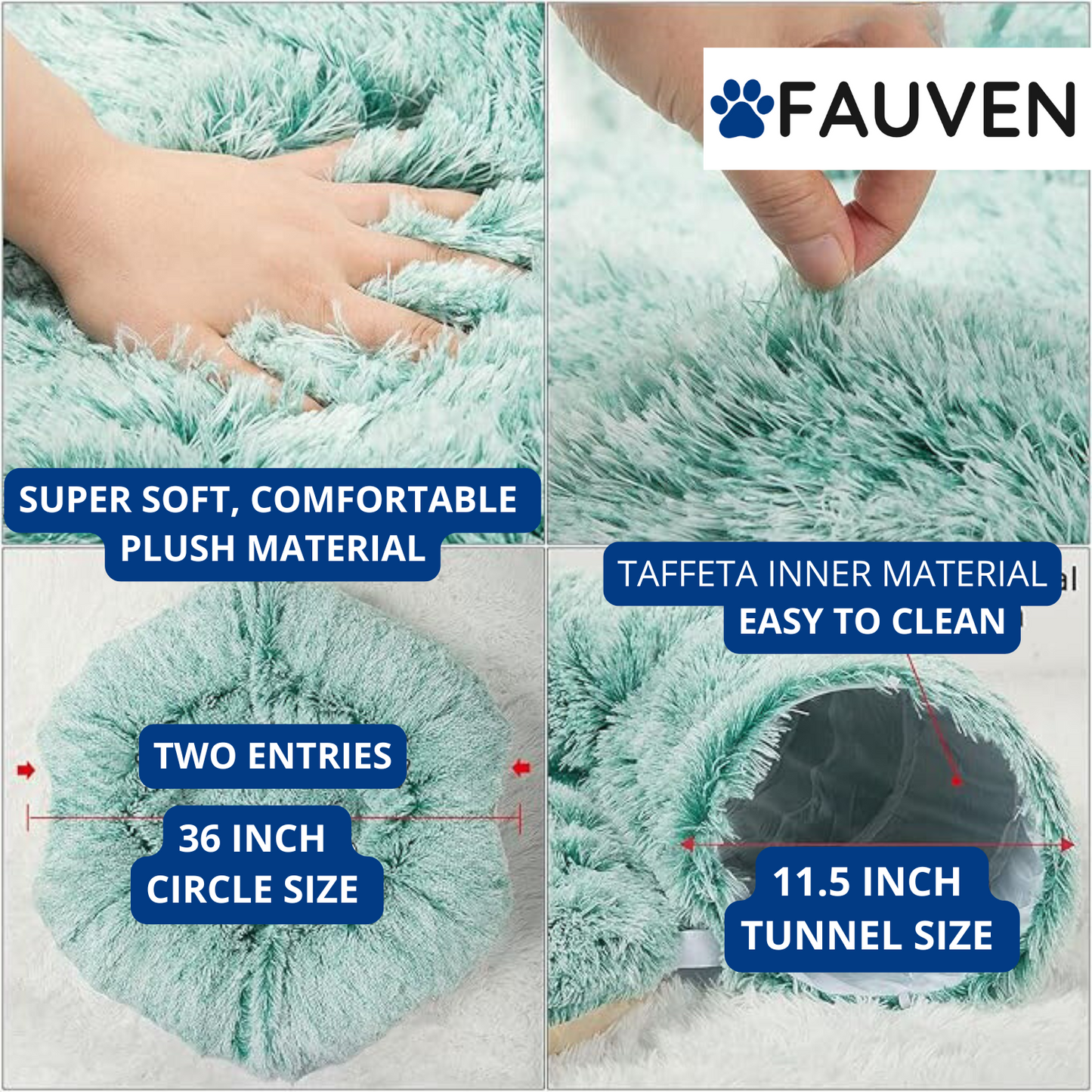 Fauven™ Foldable Cat Tunnel Bed - Bed & Playground in One