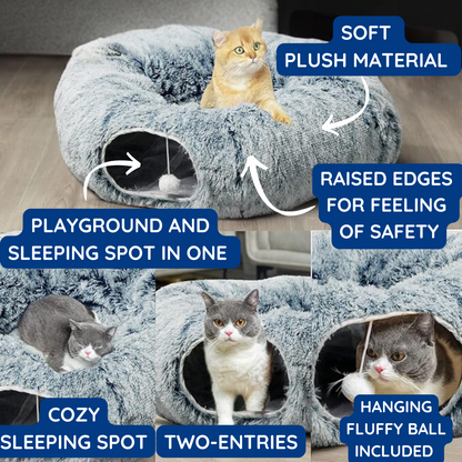 Fauven™ Foldable Cat Tunnel Bed - Bed & Playground in One