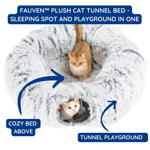 Fauven™ Foldable Cat Tunnel Bed - Bed & Playground in One